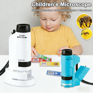 Pocket Microscope for Kids Portable Handheld Mini Microscope Toy Microscope with LED Light 60X-120X for Kids Gift