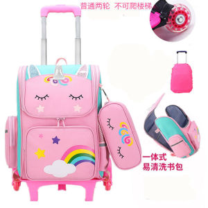Unicorn Trolley Backpack for Elementary School Students Stair-Climbing Six-Wheel Waterproof Large Capacity Boys and Girls 1-3-4-6 Grade