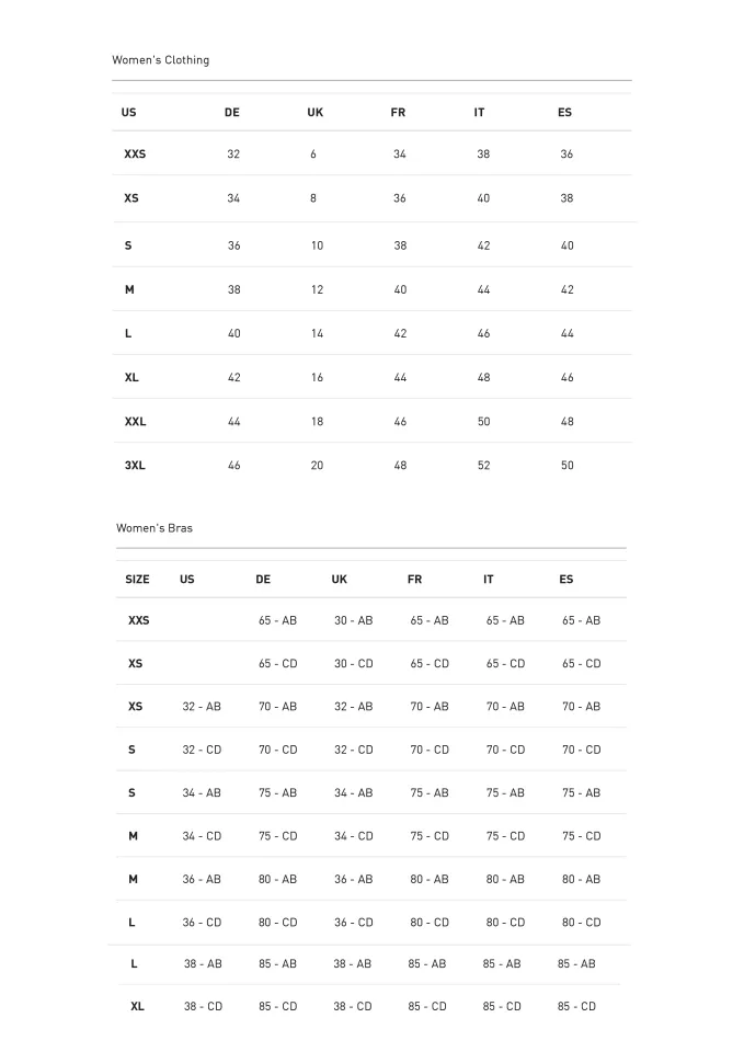 Puma tights hot sale size chart