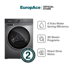 EuropAce 10+7KG Steam Washer Dryer  | EWD8107DGY | Direct Drive Motor Allergy Care Programs +Prewash Cycle