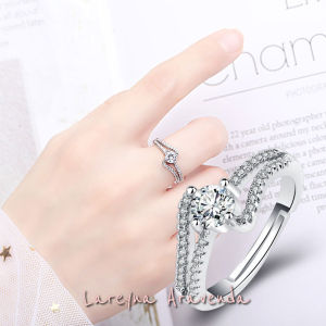 Lareyna Aravenda Cincin Wanita S925 Korea Twist Mid Kristal Crystal CC042