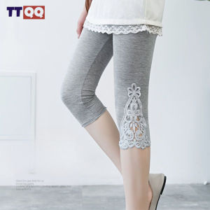 TTQQ Womens Lace Leggings Breathable Summer Thin Stretch Slim Waist Plus Size Lace Pants