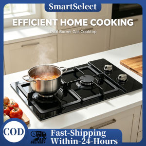 Built in 2 Burners Stainless Steel Gas Hob Gas Stove Anti Melt Control Knobs Cast Iron Pan Support LPG Compatible Household Kitchen Cooktop