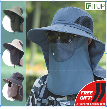 Fishing Hat Men Outdoor Fisherman Hat Sun Protection UV-proof Sun Hats  Cover Face..