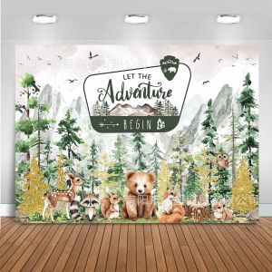Ready stock sa local warehouseNew Forest Animal Adventure Theme Birthday Background Cloth Outdoor Adventure Party Banner Decoration Hanging Cloth
