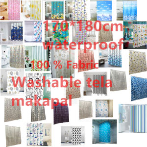 [anghome] shower curtain 170*180cm with hooks Goodquality 100 % polyester water repellent finish Fabric showercurtain bathroom curtain  washable