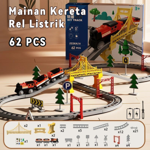 Jojotoy Kereta Api Mainan Anak Perakitan Listrik Miniatur Rel Kereta Api Mainan DIY Kereta Api Anak Laki Laki Cowok