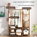 Bamboo clothes hanger coat rack with drawer multifunctional clothes hanger wooden clothes hanger. 