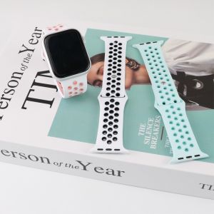 ใหม่ซิลิโคนระบายอากาศกีฬาวงดนตรี for Apple Watch Series 10 9 8 7 6 SE 5 4 46mm 41mm 45mm 40mm 44mm 42mm 38mm สายยาง for Apple Watch Ultra 2 1 49mm band Accessories