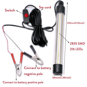 [ChuYH. ]20W 30W 12V 24V 1200LM 2200lm LED Underwater Light Lamp 126 216 LEDs Waterproof For Submersible Night Fishing Boat Outdoor Lighting White Green Lights