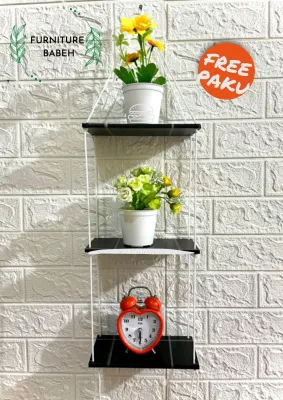 FURNITURE RAK DINDING MINIMALIS / RAK DINDING GANTUNG 3 SUSUN SERBAGUNA TERLARIS