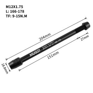 JPTD Front Rear Axle Bike Thru Axle Axle Lever Bike Shaft Bike Hub Skewers Hollow Spindle Shaft 166-178 mm Bike Barrel Shaft Trainer Cycling Supplies