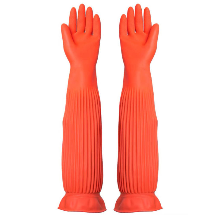 ELENXS 1 Pair Household Long Rubber Gloves Waterproof Cleaning ...