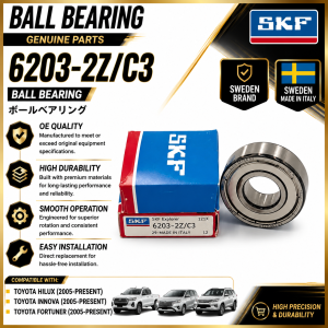 SKF 6203-2Z/C3 Heavy Duty Deep Groove Ball Bearing (C3 Clearance Double Metal Shields)