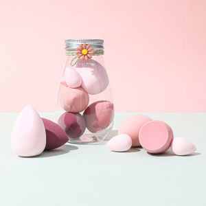 ฟองน้ำแต่งหน้า (1 set 6 ชิ้น) ยางมัดผม พัฟ อุปกรณ์แต่งหน้า ฟองน้ำลงรองพื้น Makeup