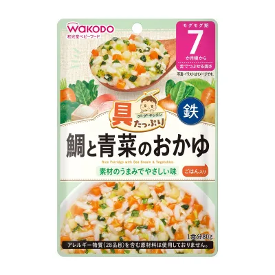 Wakodo WAKODO Food Pouch - Rice Porridge with Sea Bream & Vegetables (7 Months +)
