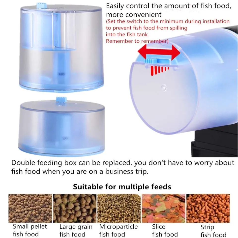 Automatic Feeder Aquarium Smart Timer Auto Fish Feeder Timer Food Feeding  12/24 Hours Timer