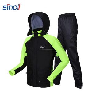 (Sg Seller) Sinoll Motorcycle Raincoat Mens Raincoat Set Cap Pocket Riding Reflective Waterproof Rainsuit Rain Coat Jacket Rain Pants Clothes Hiking Rainwear
