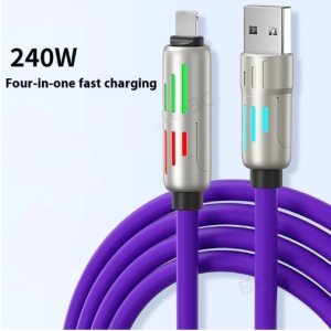Cáp Sạc Nhanh 4 in1Có Đèn Báo 240W Bộ Sạc Đồng Bộ Nhanh Bộ Chuyển Đổi Type-C cho các dòng điện thoại