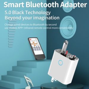 Mucro K16 2 in 1 3.5mm AUX + RAC Dual Output Plug-in Bluetooth 5.0 Audio Transmitter Receiver with Remote Control