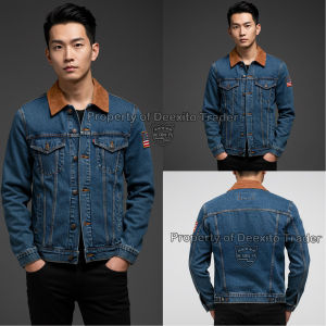 AWAS Jaket Denim Pria Dilan Jeans Casual Stylish dengan Kerah Soft Bludru Vintage Kekinian