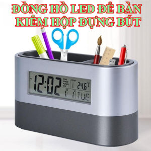 Đồng hồ báo thức để bàn đa chức năng sáng tạo kiêm Hộp đựng bút Đồ dùng văn phòng