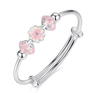 卐 NewLivesWorlds PeachParent-Child SilverS925Sterling SilverFor Womens Best Friends Simple Bracelet【Hot selling】