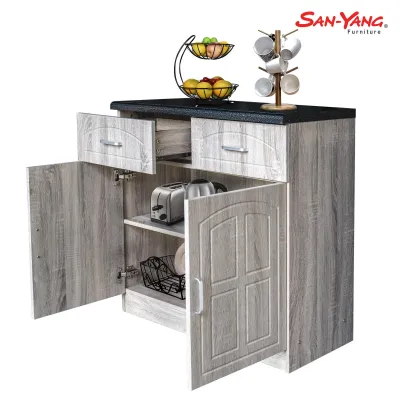San-Yang Furniture Kitchen Cabinet 2 Doors 2 Drawers White Oak 300007