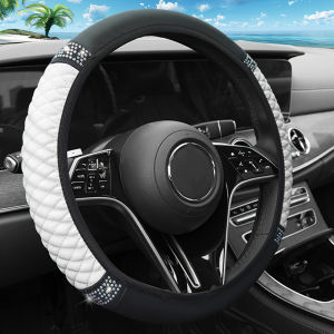 Cubic embroidery handlebar cover Diamond Pu Leather Elasticized Car Steering Wheel Cover