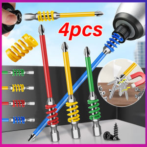 New Model with Spring Anti-slip Phillips Bit Magnetic Electrician Ph2 Long Screwdriver Bit Set Heavy Duty 65/70/90/150mm