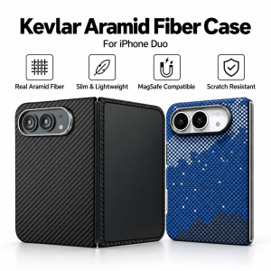 For iPhone Duo Fold 100% Real Kevlar Aramid Fiber Case with MagSafe Carbon Fiber Ultra-thin Phone Back Cover For iPhone Duo