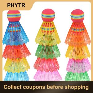 【PHYTR】 12 PCS Badminton EVA Rainbow Ball Head Nylon Badminton Feathers For Game Sport