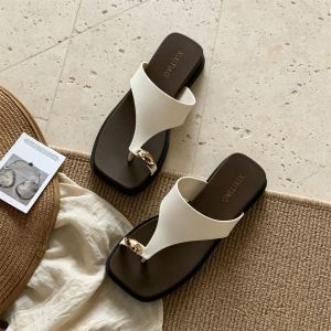Free Shipping Thick-Soled Non-Slip Metal-Buckle WomenS Sandals Casual And Versatile Perfect For Summer With A Retro Color-Block Design