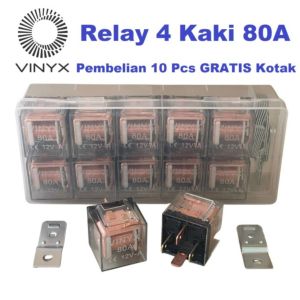 Relay Rilay Rilai Klakson Kelakson Lampu Tembak Sorot LED Alarm Mobil Motor 4 Pin Kaki 80A 12V Horn