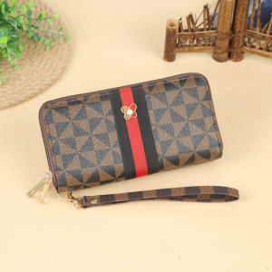 Dompet Panjang Resleting Wanita Monogram Kulit PU Women Zipper Wallet Simple Kasual Style COD D101