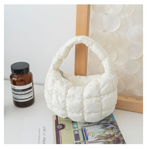 GStar Solid Color Soft Nylon Small Top Handle Bag Women Mini Puffy Handbag Korean Fashion Cloud Bag Underarm Bags