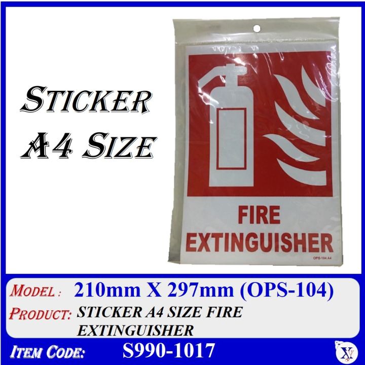 1017 Sticker S990-1017 (OPS-104) STICKER A4 SIZE FIRE EXTINGUISHER | Lazada