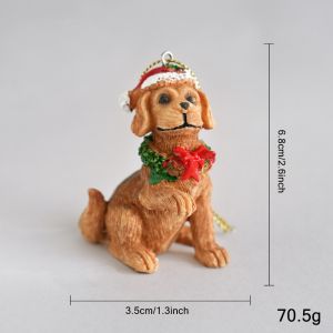 ADREE Cartoon Dog Dog Figurine Resin Santa Hat Design Tabletop Decor Collectible Decor Xmas Ornament Christmas Party