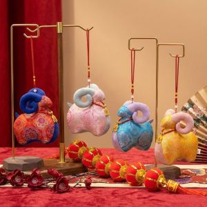 JIANZ Traditional Plush Lamb Doll Pendant 2027 Year of The Sheep Full Stuffed Sheep Mascot Doll Toy Cute Hand Sewn Zodiac Goat Figurine Spring Festival