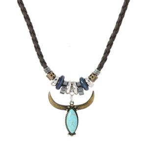 สร้อยคอจี้เทอร์ควอยส์สไตล์ธรรมชาติหนัง PU สวมใส่สบายเหมาะสำหรับผิวที่แพ้ง่ายและสวมใส่ได้ทุกวัน