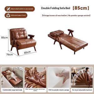 Solid Wood Folding Sofa Bed Single Sleeper Chair Wall Mounted Hidden Bed for Small Apartment Study Room