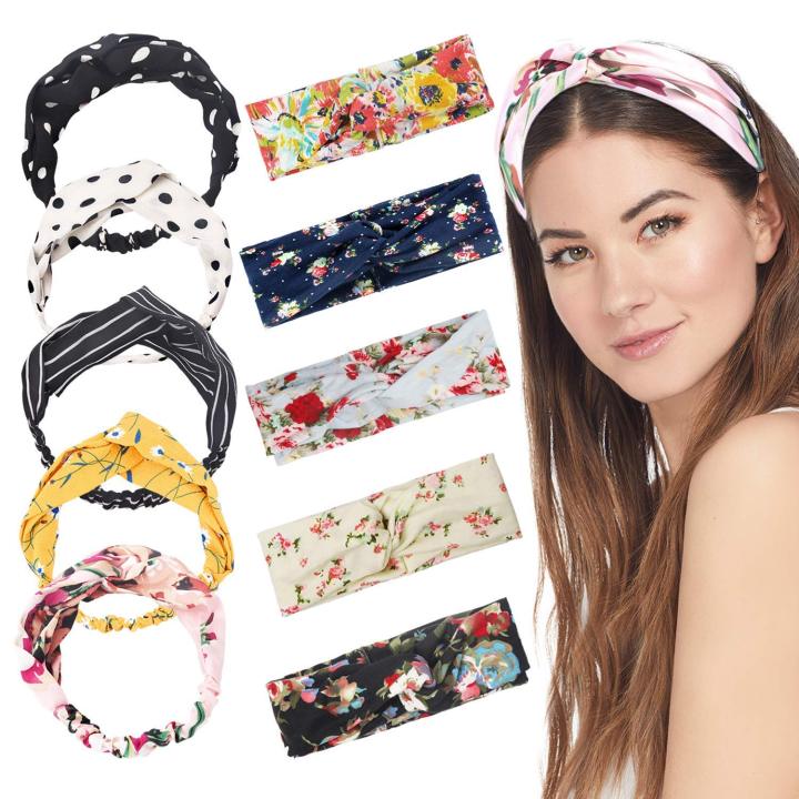 FS 1PC Korean Hair Turban Headband Hairband Elastic Knot Style Head Wrap  Stretchable Cute Random Color