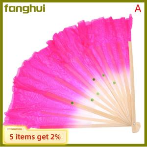 fanghui 30cm Chinese Short Bellydance Fan Bamboo+10 20cm Half Circle SilkVeil Pairs Yangko Belly Dancing Fan Hand Dye Adults