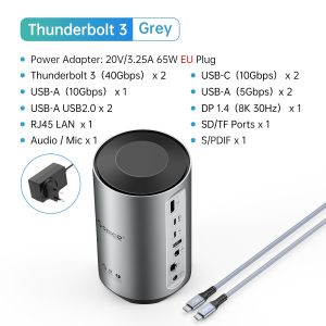 ORICO Thunderbolt 3 Type C Docking Station for MacBook Pro M1 M2 USB 3.0 HUB 8K HDMI-compatible DP RJ45 Audio With Power Adapter