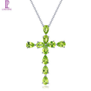 Lohaspie Jewelry Real 4 Carats 925 Sterling Silver Pendant Natural Citrine Cross Pendant Pear Cut Gemstone Citrine Pendant For Women Pendant Gemstone Pure Silver 925 Jewelry