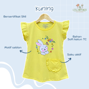DRESS MOTIF ANAK USIA 2 - 6 TAHUN "RUFFLE POCKET" / DRESS DASTER ANAK PEREMPUAN KELFI