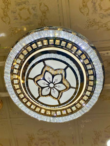 Đèn Mâm Pha Lê Ốp Trần Khổ Lớn D60 cm D80 cm Sang Trọng Hiện Đại 3 Chế Độ Màu Đẹp Mắt - Bảo Hành 2 Năm