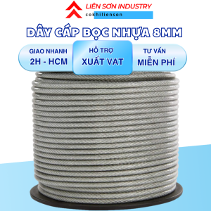 Dây cáp bọc nhựa 8ly - 10ly - 12ly cáp bọc nhựa 8ly dùng để căng bạc mái che treo đèn trang trí