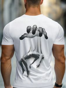 Mens 3D Printed Design T-Shirt Sketch Style Lightweight Breathable Short Sleeves Casual Fit Top Outdoor Activities Man Clothes
