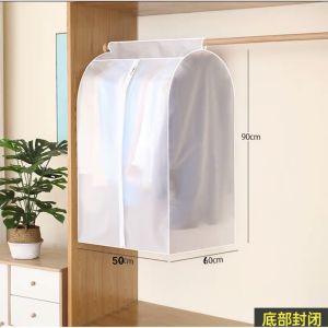Cloth Cover Plastic Dust Waterproof Ransparent Clothes Dust Cover Protector Cover Zipper Transparent Hanger Storage Moisture-proof and Dust-proof